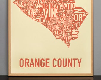 Impresión del Mapa del Condado de Orange / Arte Tipográfico del Condado de Orange / Póster del Mapa del Condado de Orange