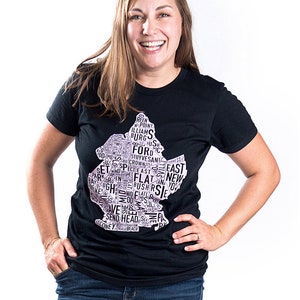 Brooklyn Neighborhood Type Map Adult T-Shirt, Women&#39;s or Unisex Fit
