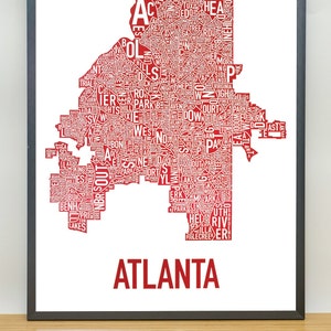 Atlanta Stadt karte Poster oder Druck, Original Künstler vom Typ Stadt Stadt Stadt Karte Designs, Atlanta Typography Map Art