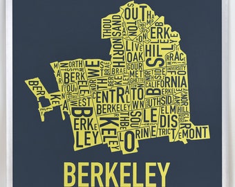 Berkeley Neighborhood Map Print / Berkeley Artwork / Berkeley Modern Map Design
