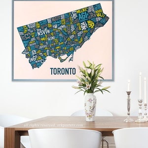 Affiche ou impression de carte de quartier de Toronto, Artiste original de type City Neighborhood Map Designs, Toronto Typography Map Art Gift