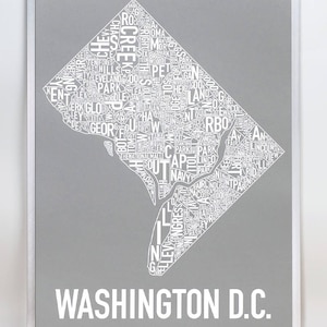 Washington DC Neighborhood Map Poster or Print / Washington DC Type ...