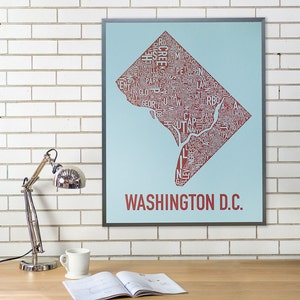 Affiche ou impression de carte de quartier de Washington DC / Conception de carte de quartier de type Washington DC / Dc Typography Map Art