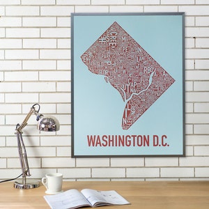 Washington DC Neighborhood Map Poster or Print / Washington DC Type Neighborhood Map Design / DC Typography Map Art