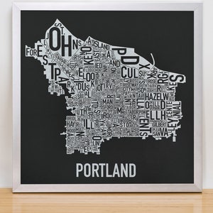 Portland Neighborhood Map Poster or Print / Portland Housewarming Gift ...