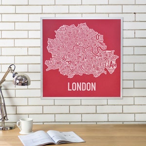 London Neighbourhoods Map Poster or Print, Artiste original de type City Neighborhood Map Designs, London Typography Map Art
