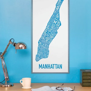 Affiche ou impression de carte de quartier de Manhattan, Conception de carte originale de type New York City, Art de carte typographique de New York, Œuvre d’art de Manhattan, Cadeau de voyage