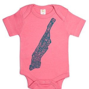 Manhattan Neighborhood Map Baby Onepiece Bodysuit, New York City Baby Gift