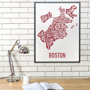 Boston Typography Neighborhood Map Poster, Original Artist of Type Map Designs, Boston Map Poster, Boston Artwork, Boston Gift