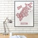 Boston Typography Neighborhood Map Poster, Original Artist of Type Map Designs, Boston Map Poster, Boston Artwork, Boston Gift