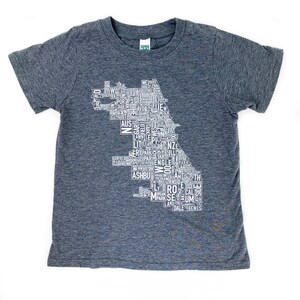 Chicago Buurt Type Kaart Kids T-Shirt, Originele Kunstenaar van Type Stadskaart Ontwerpen