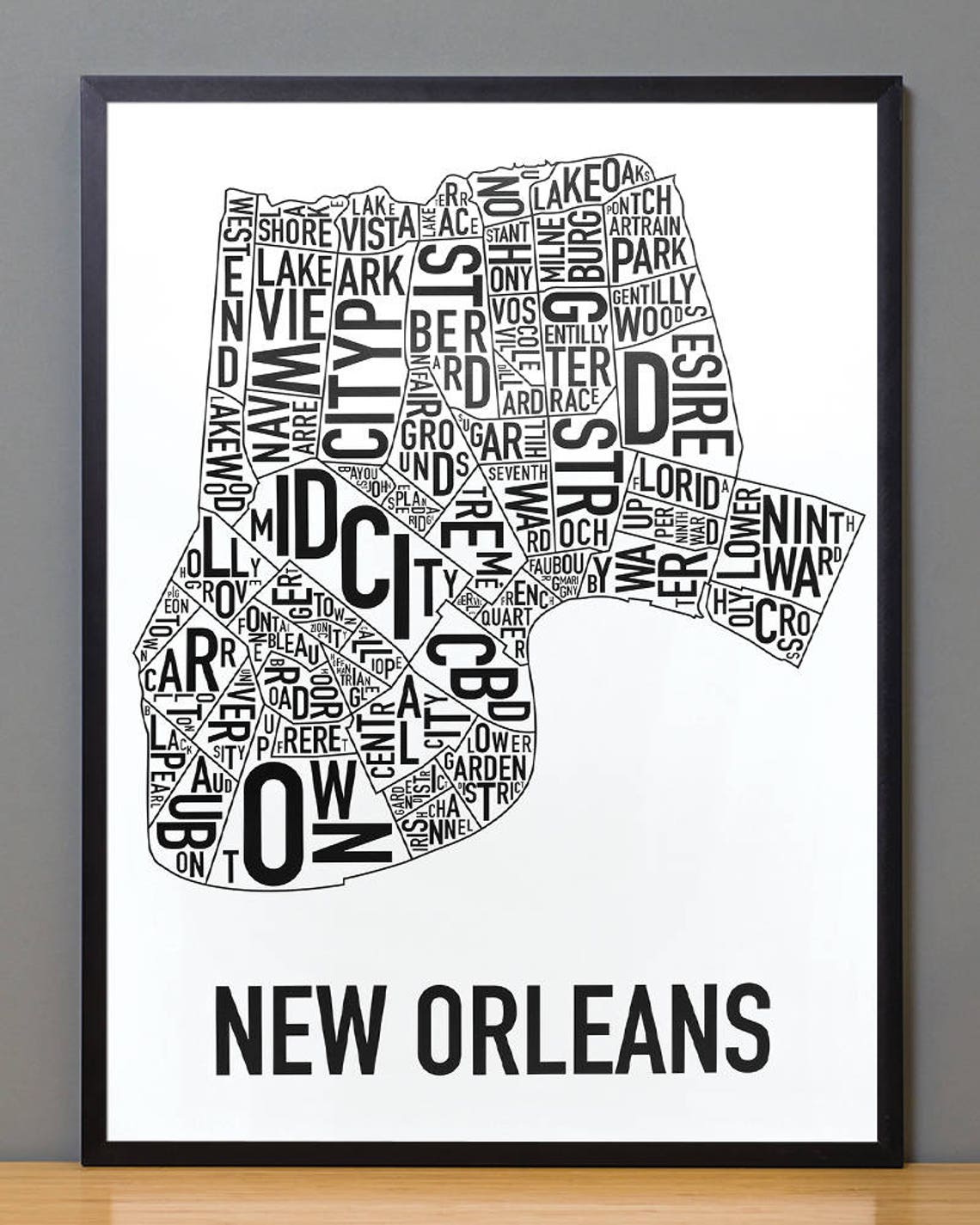 New Orleans Neighborhood Map Poster or Print, Original Artist of Type ...