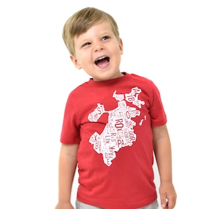 Boston Neighborhoods Map Kinder T-Shirt, Original Künstler Art City Map Designs