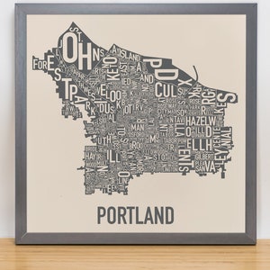 Portland Neighborhood Map Poster or Print / Portland Housewarming Gift ...