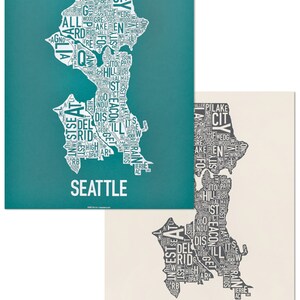 Seattle Neighborhood Map Poster or Print, Original Artist of Type City Neighborhood Map Designs, Seattle Map Art, Seattle Housewarming Gift image 9