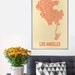 Los Angeles Neighborhood Map Poster or Print, Original Artist of Type City Neighborhood Map Designs, Los Angeles Typography Map Art