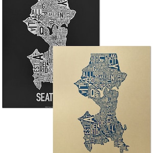 Seattle Neighborhood Map Poster or Print, Original Artist of Type City Neighborhood Map Designs, Seattle Map Art, Seattle Housewarming Gift image 10