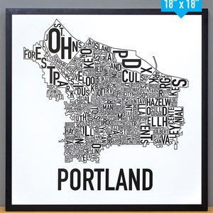 Portland Neighborhood Map Poster or Print / Portland Housewarming Gift ...