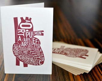 Love the Heart Letterpress Card Pack of 4 by Ork Posters