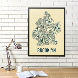 Brooklyn Stadtplan Poster, Brooklyn New York City Map Design, Brooklyn Typography Map Poster