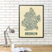 Brooklyn Neighborhood Map Poster, The Original Brooklyn New York Neighborhood Typographic City Map Design, Brooklyn Type Map Artwork