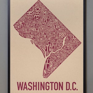 Washington DC Neighborhood Map Poster or Print / Washington DC Type ...