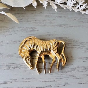 Gold Zebra Brooch Pin, Vintage Wild Zebra Pin, Funky Bold 1980s Jewelry, 80s Gold Vintage Brooch
