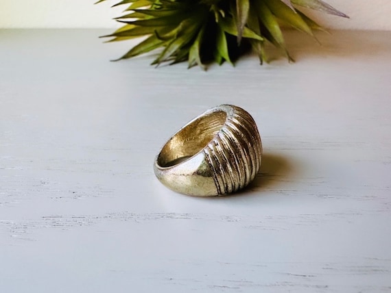 Chunky Gold Ring, Bold Vintage Ring, Thick Domed … - image 2