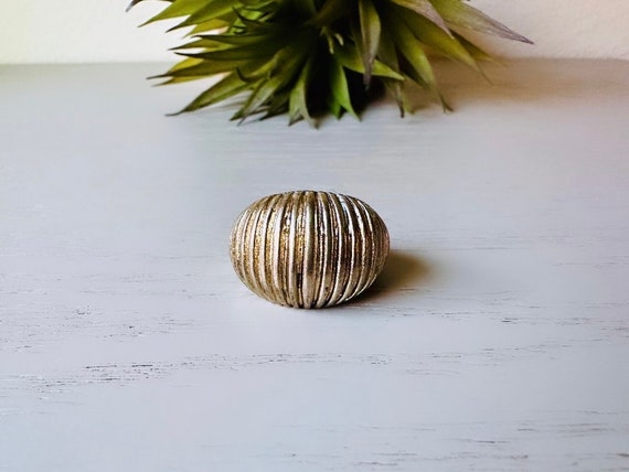 Chunky Gold Ring, Bold Vintage Ring, Thick Domed … - image 1