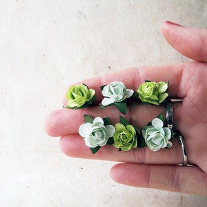 Rose Hair Pins, Olive and Mint, Green Bridesmaids, Paper Rose Bobby Pins, Flower Hair Accessories, Chartreuse Green, Rustic Wedding Hair