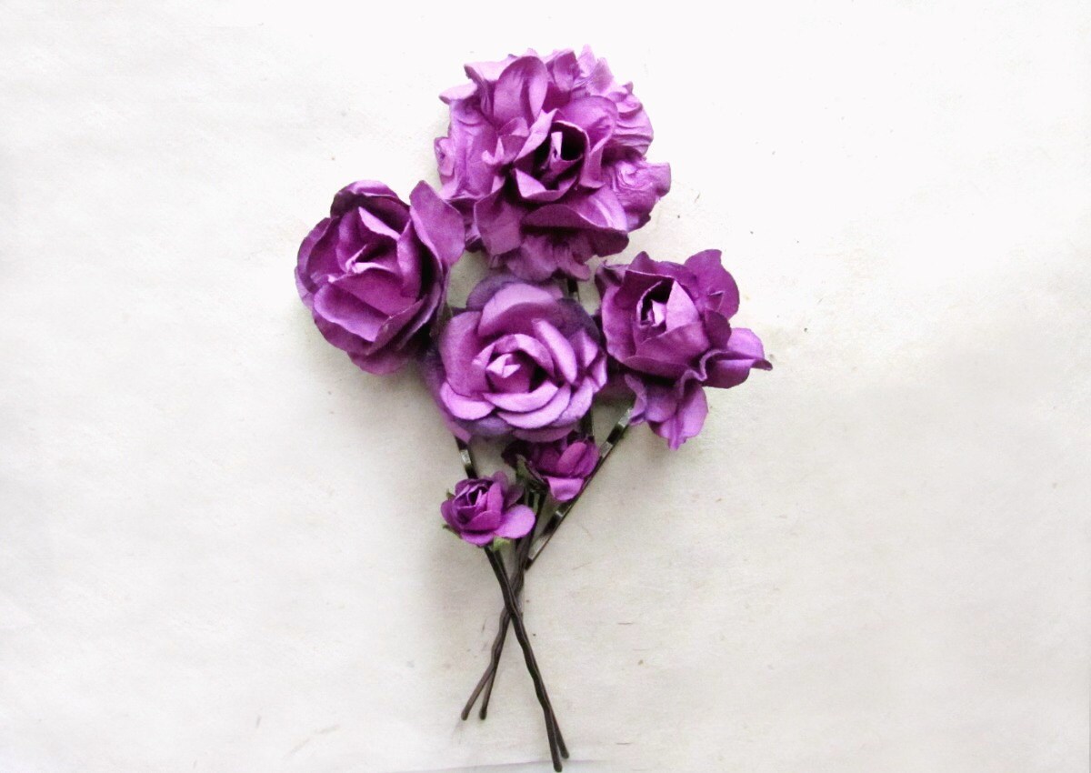 Purple Hair Accessories Rich Purple Flower Hair Clip Set Etsy