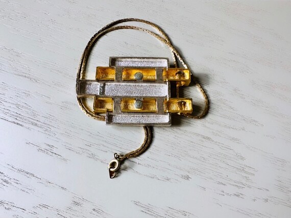 1976 Silver and Gold Avon Pendant Necklace, Mid C… - image 6