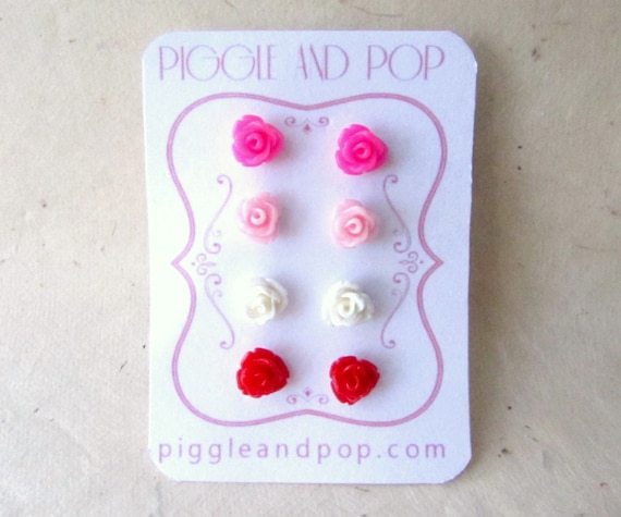 Mississippi State Bulldogs Heart Stud Earring See Image on Model for Size Reference