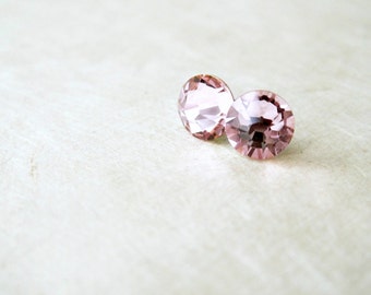 Pink Crystal Studs, Blush Pink Earrings. Pink Stud Earrings, Swarovski Post Earrings, Faceted Stone Earrings, Light Pink Bridesmaid Jewelry