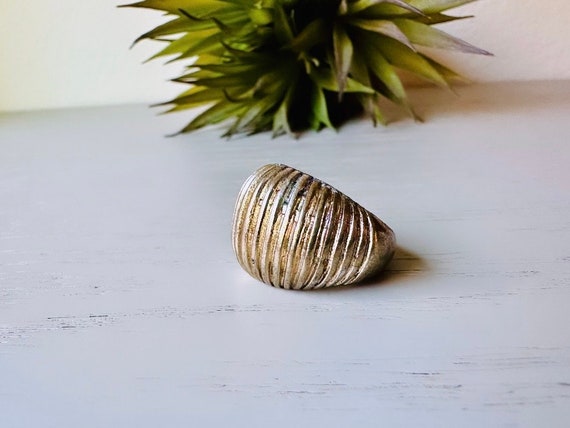 Chunky Gold Ring, Bold Vintage Ring, Thick Domed … - image 5