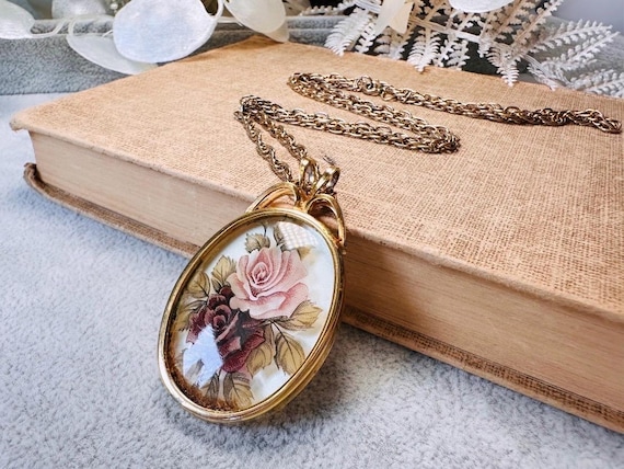 Victorian Pendant Necklace, Romantic Wuthering Heights Glass
