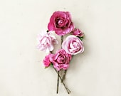 Fuschia Rose Bobby Pins Set of 6. Magenta and Pink Hair Pins. Rustic Garden Wedding, Festivals Paper Flower Hair Accessories