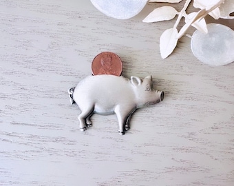 Vintage Piggy Bank Brooch with Real Penny, Adorable Silver Pig Figural Pin Signed JJ Rare Vintage Piece, Adorable Kitschy Vintage 80s Pin