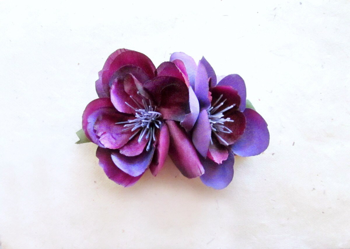 Purple Flower Hair Clip. Fabric Flower Plum Bridesmaid Hair