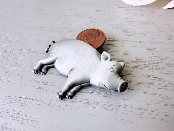 Vintage Piggy Bank Brooch with Real Penny, Adorab… - image 2