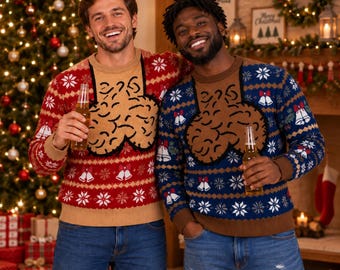 Personalized Ugly Christmas Sweater, Custom Skin Tone Hairy Chest Sweater, Funny Christmas Sweater for Men, Christmas Gift for Him