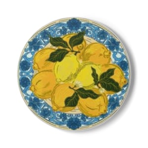 Lemon Tile Pattern Ceramic Coaster | Citrus Fruit Drink Mat