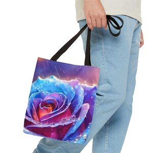 Rainbow Rose Floral Tote Bag | Vibrant Watercolor Rose All Over Print