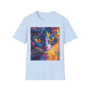 Colorful Abstract Cat Face T-Shirt | Vibrant Rainbow Kitty Art