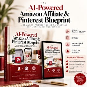 Amazon Affiliate Marketing Guide för nybörjare | Pinterest Marketing & AI Content Creation Ebook | Digital PDF-nedladdning