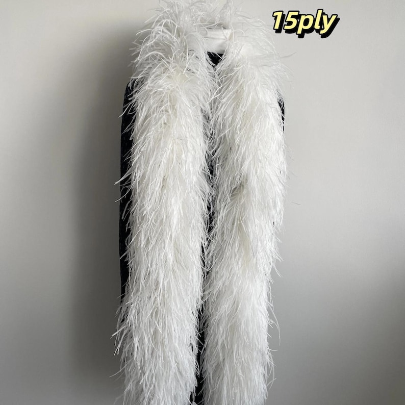 Boa de plumas de avestruz de lujo / Chal de novia, boa nupcial, chal para fiesta de noche imagen 5
