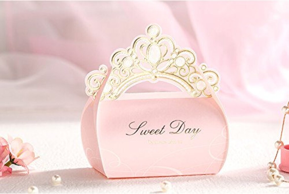 Princess Crown Tiara Favor Boxes Wedding Favor Boxes Bridal Etsy