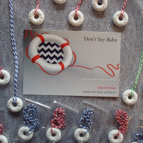 Nautical Don't Say Baby Baby Shower Game Necklace Game Etsy