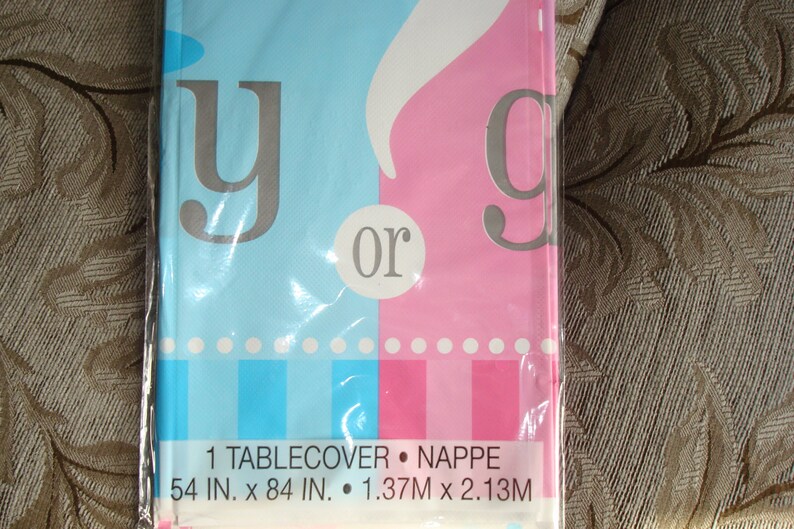 gender reveal baby shower table cloth pink blue brand