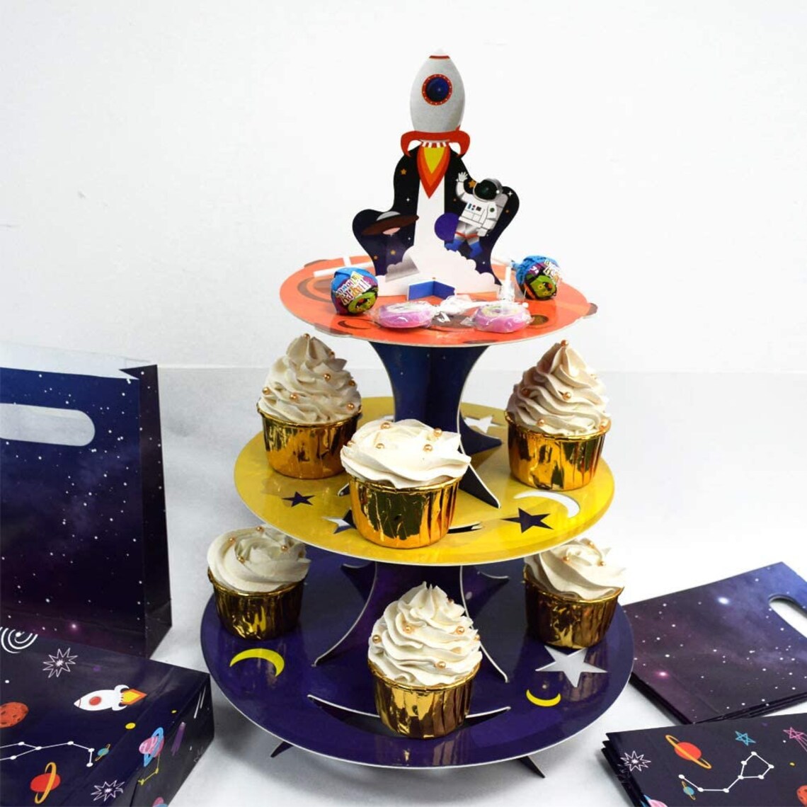 Outer Space rocket ship cupcake stand space theme party Etsy